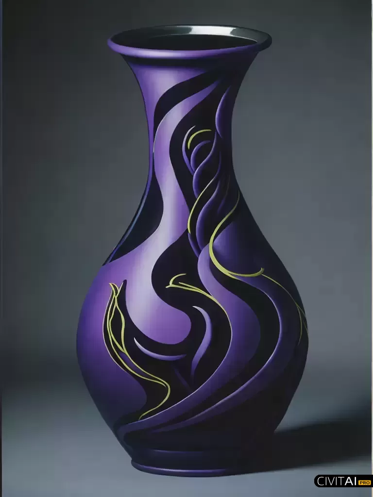旋涡装饰紫瓶艺术品的精致画作