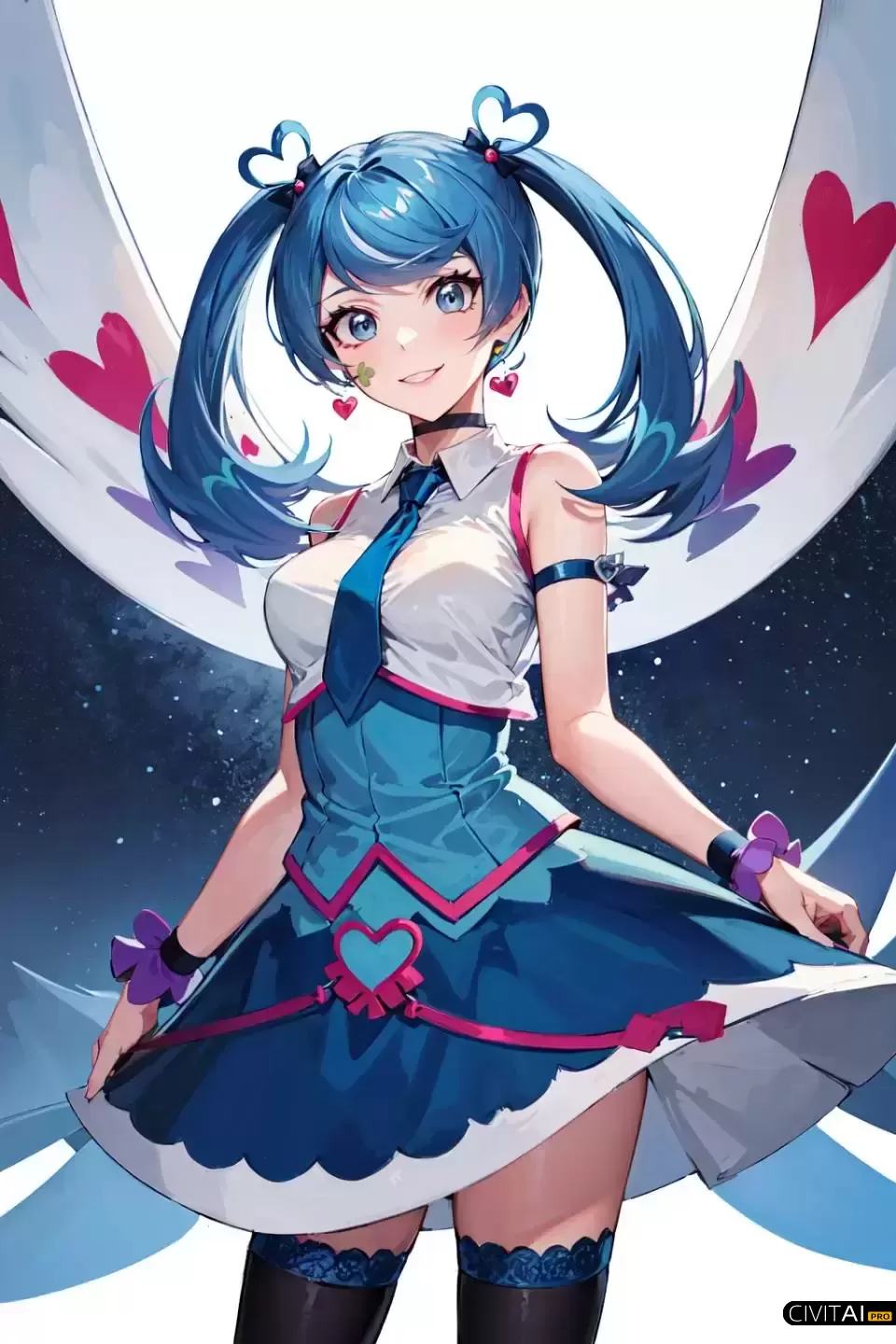 穿着连衣裙的双马尾女孩