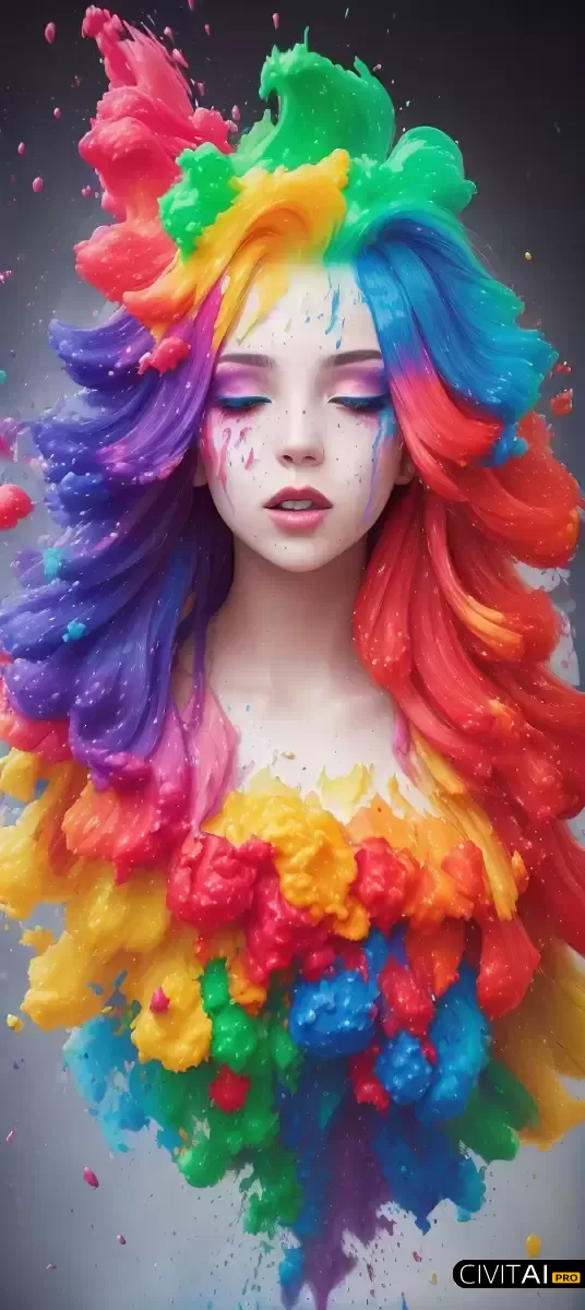 光影梦幻女侧脸的彩虹涂鸦神奇之作