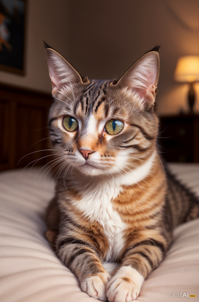 猫咪在床上的近距离特写插图 猫咪在床上的近距离特写插图