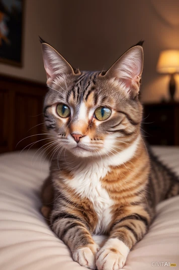 猫咪在床上的近距离特写