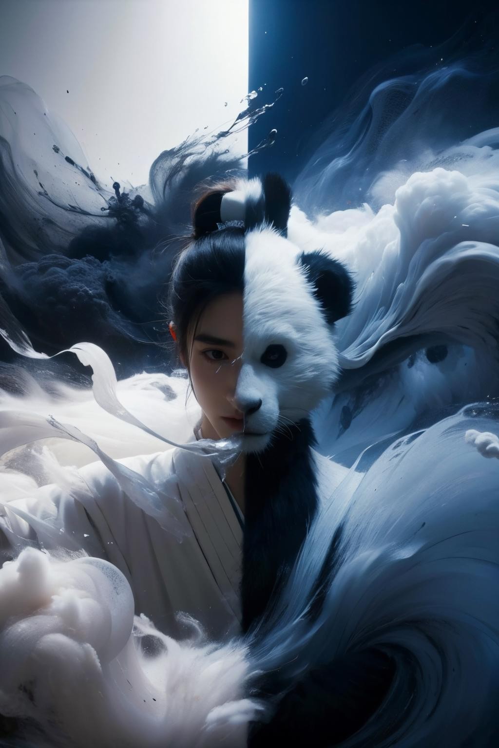 熊猫真人黑白艺术插图 熊猫真人黑白艺术插图