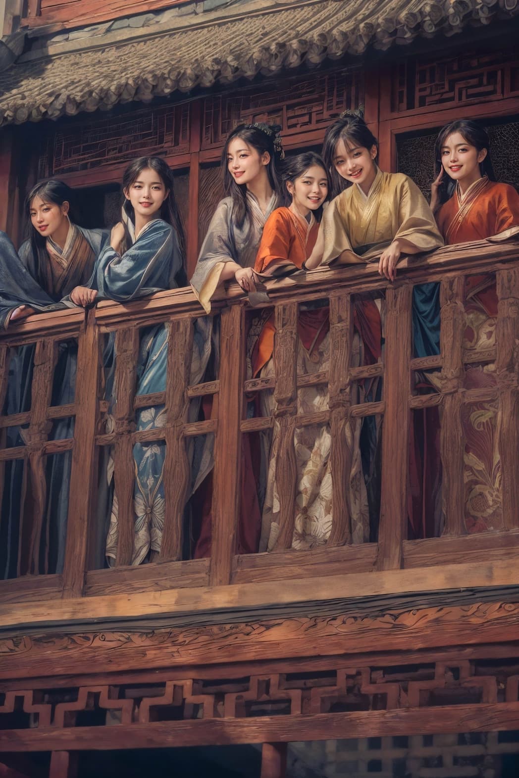 古代楼上的一群姑娘插图 古代楼上的一群姑娘插图