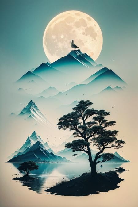 水墨风景/水墨山水画风插图1