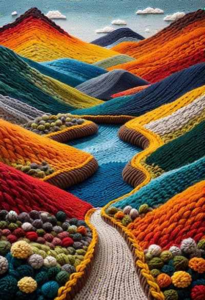 针织艺术下的山林小道