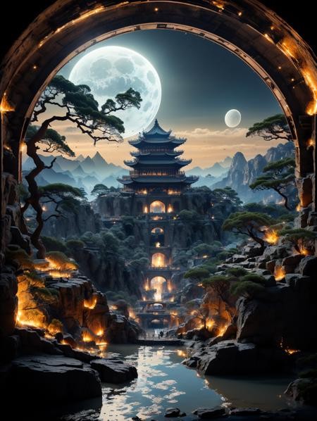 月下古城风景/建筑LoRA插图2