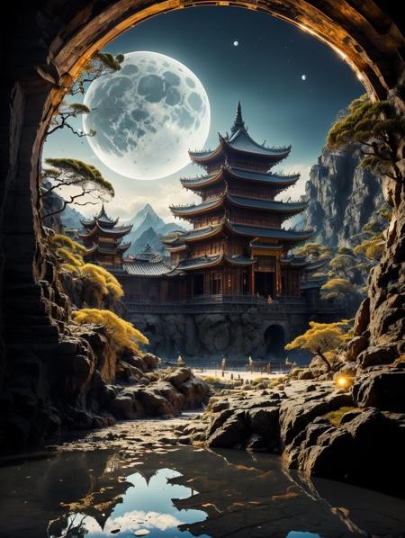 月下古城风景/建筑LoRA插图3