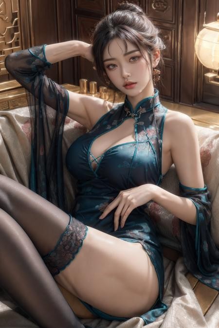 中式蕾丝半透旗袍LoRA插图6