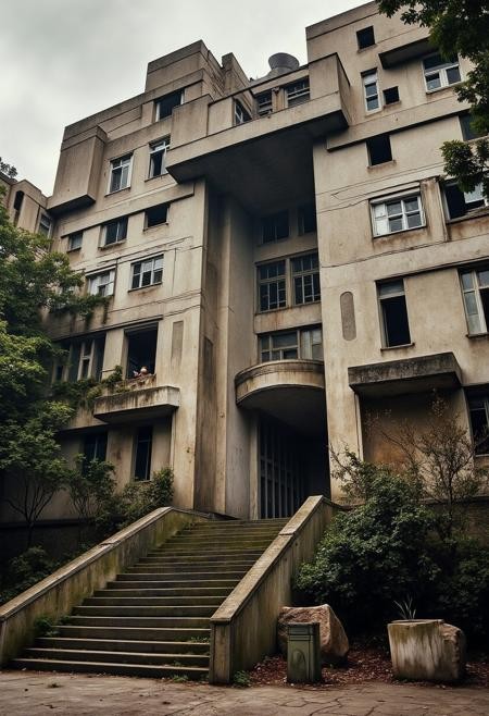 复古老旧建筑Flux/野兽派建筑LoRA