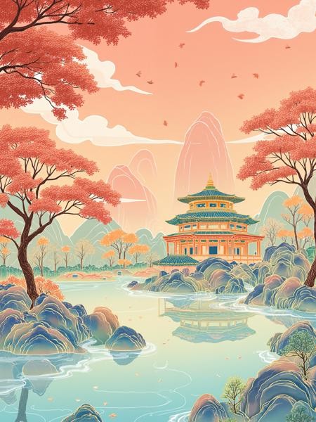 中国线条风格国风插画Flux LoRA