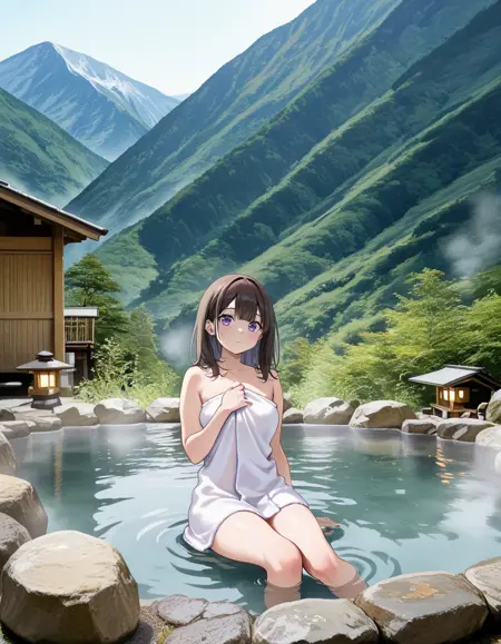 温泉馆/露天浴池场景背景Illus LoRA
