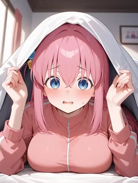 躲在被子里/钻进被子姿势Illus LoRA插图1 躲在被子里/钻进被子姿势Illus LoRA插图1