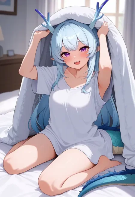 躲在被子里/钻进被子姿势Illus LoRA插图2 躲在被子里/钻进被子姿势Illus LoRA插图2