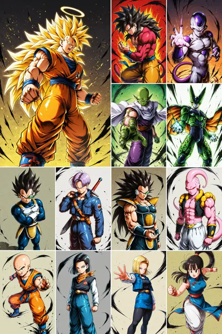 鸟山明《七龙珠》水墨元素角色LoRA