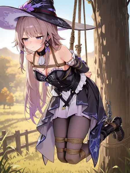 悬空捆住/被绑住角色姿势Illus LoRA插图3 悬空捆住/被绑住角色姿势Illus LoRA插图3