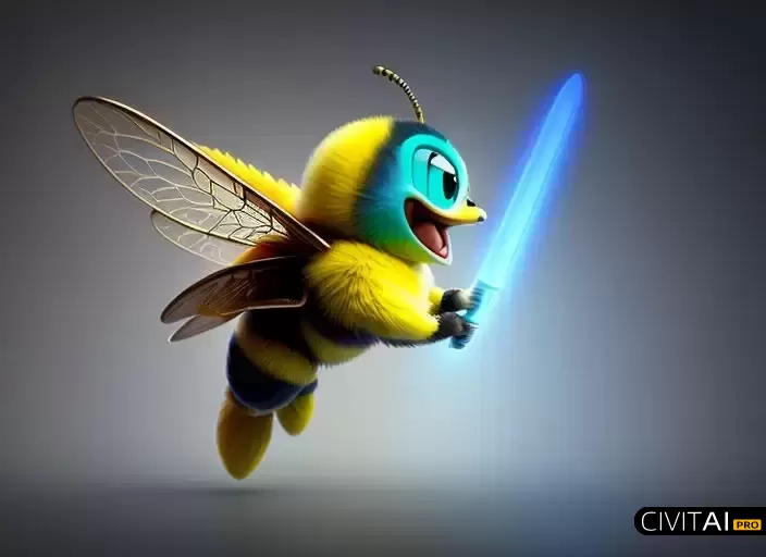 毛茸茸的身体上有明亮的黄色和黑色条纹的