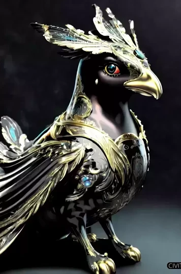 闪光的黑瓷独角兽在花海黎明中微笑