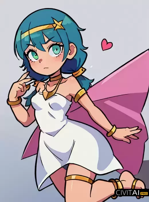 裸露的肩膀蓝色头发绿色眼睛女孩