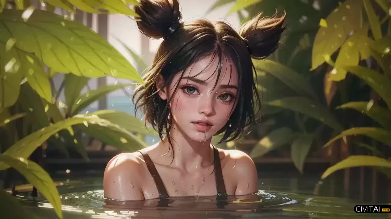 沐浴湖中的18岁的女性