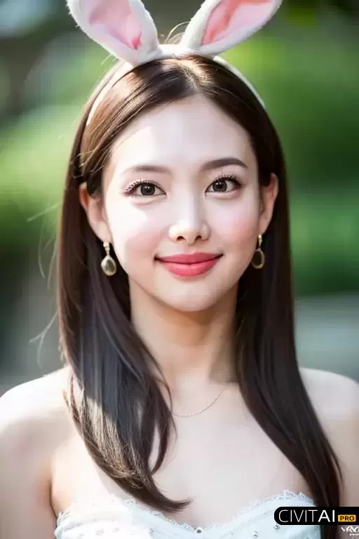 戴着兔耳的女孩肖像照