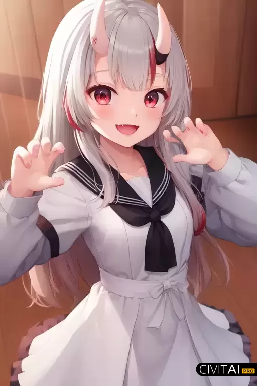 穿水手装摆出爪子状的小魔女