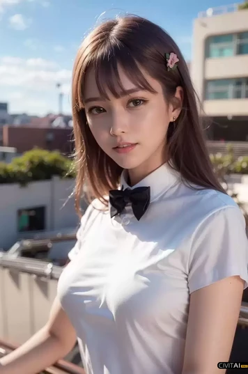 戴着黑色蝴蝶结的女孩