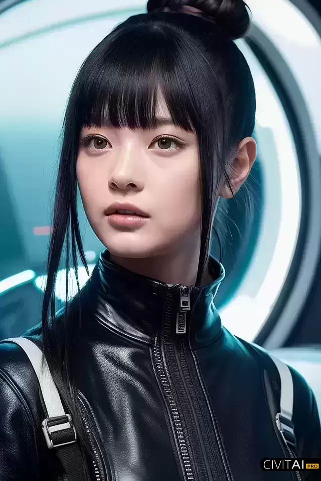 星际旅行者的沉思太空船内的女性肖像