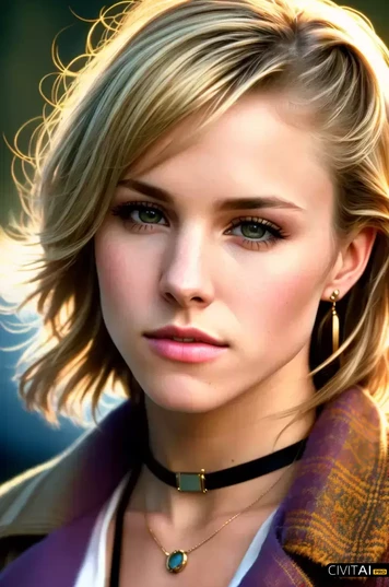 戴着格子围巾的女孩肖像照