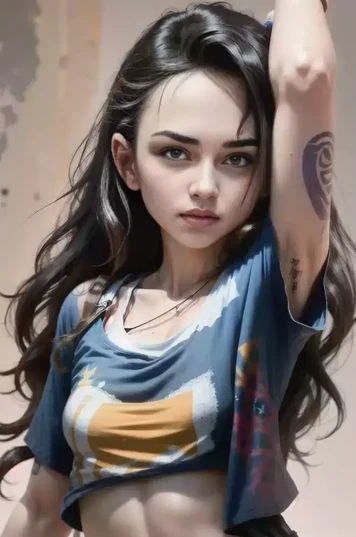 穿着朋克T恤的女孩