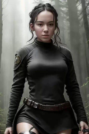 黑发美女Annaelli绝地长袍全身肖像