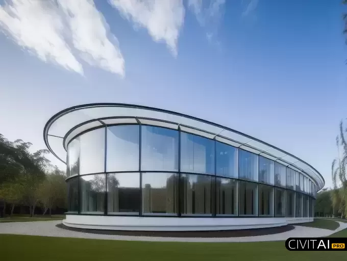 蓝天下的现代玻璃博物馆