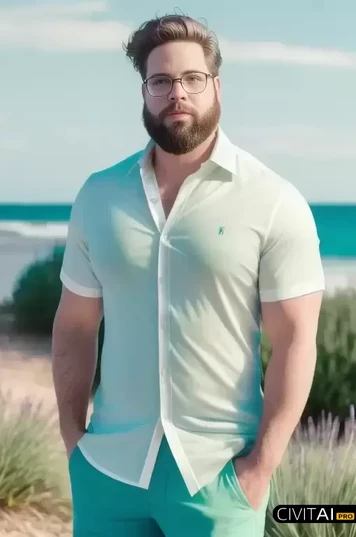 在沙滩上穿白衬衣的男性