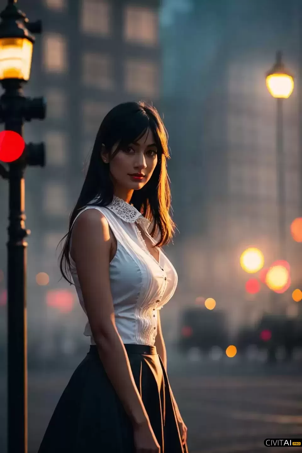 夜晚霓虹灯下的人物摄影