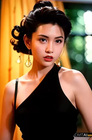 戴着耳环穿连衣裙的女性