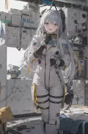 优雅宇航少女微笑照亮宇宙空间
