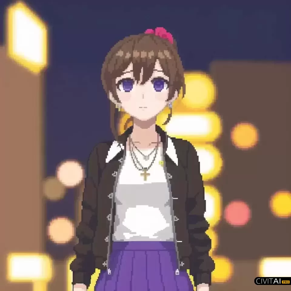 穿着黑色夹克头发略显凌乱的女孩