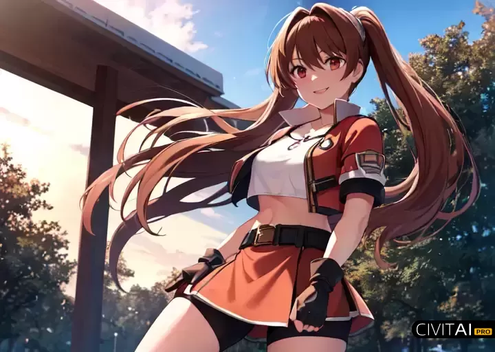 穿着短款夹克的双马尾女孩