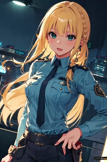 穿着警服的金发少女