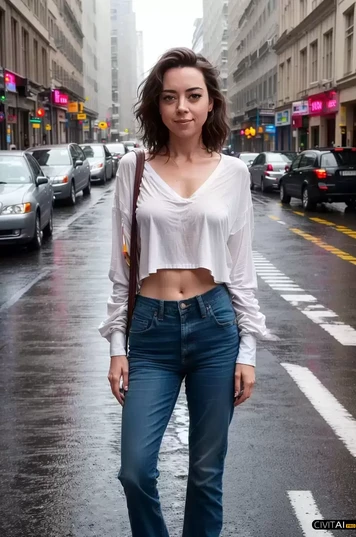 站在街道中央的短发女性