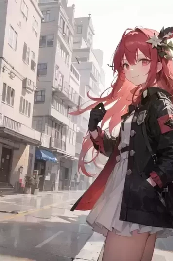 面向观众的红发长裙少女