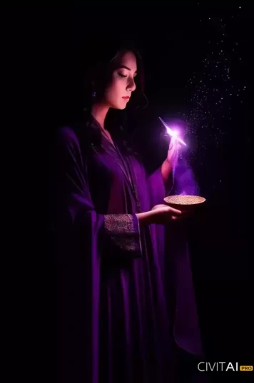 黑暗中穿着礼服的女巫师