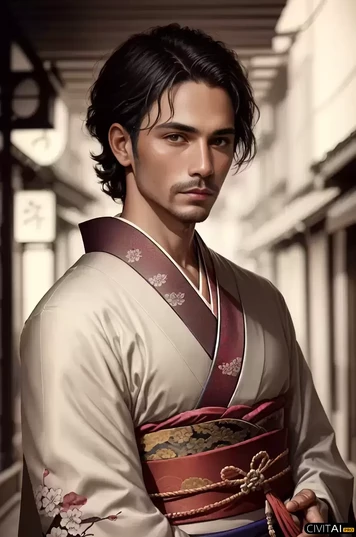 一个穿日本和服的男性