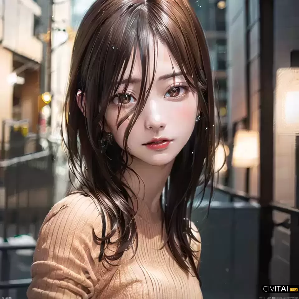 穿着毛衣的长发女孩