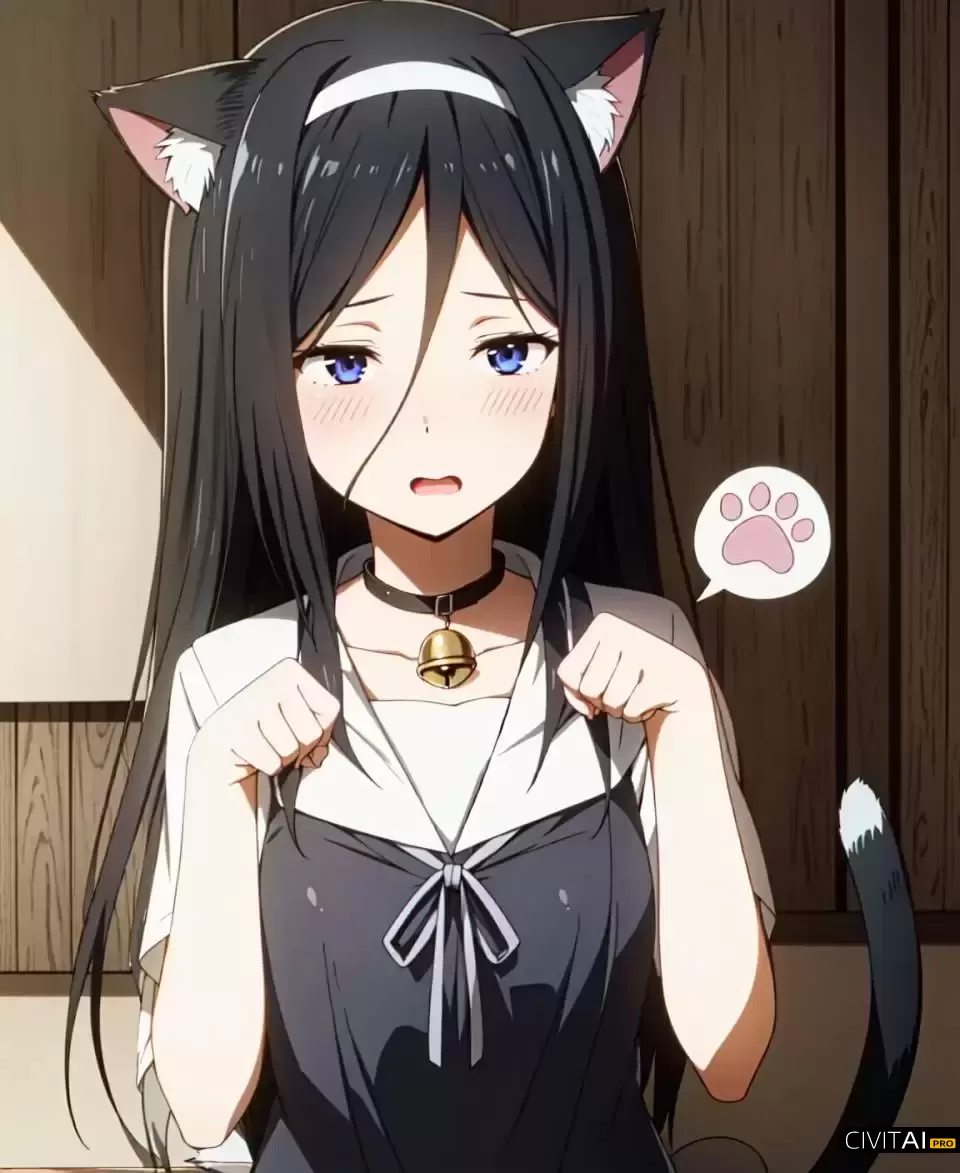 戴着猫耳发箍的冬美