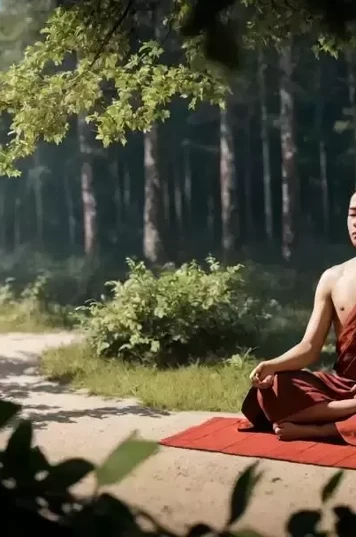 森林里正在冥想的和尚