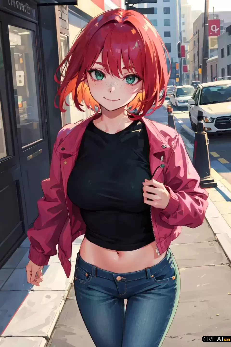 红发女孩的时尚街拍