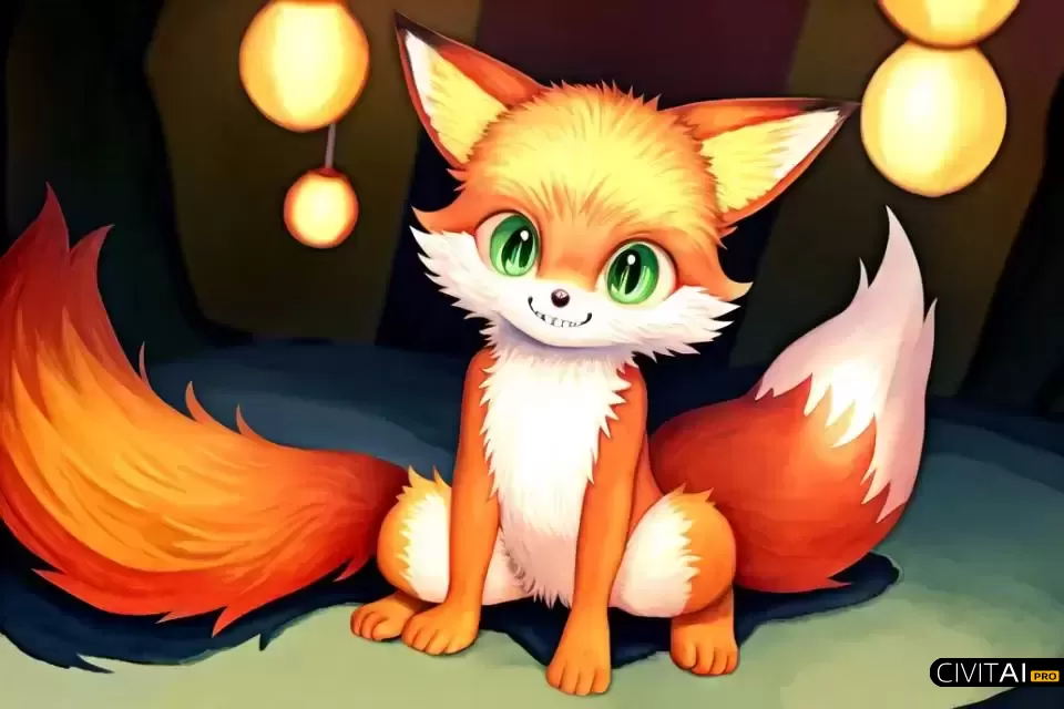 有着金色皮毛和狡猾绿眼的狐狸