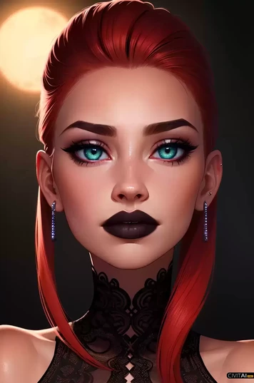 戏剧性灯光下红发双马尾女性