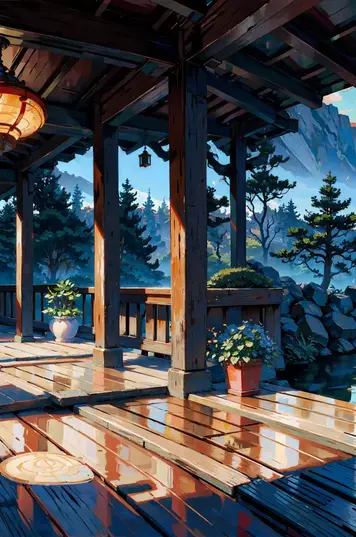 一个充满宁静美感的园林场景