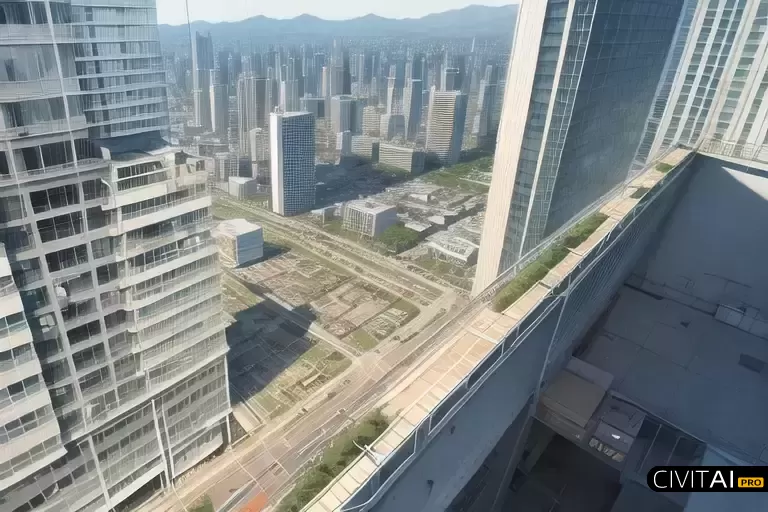 艺术与科技结合的未来都市一角